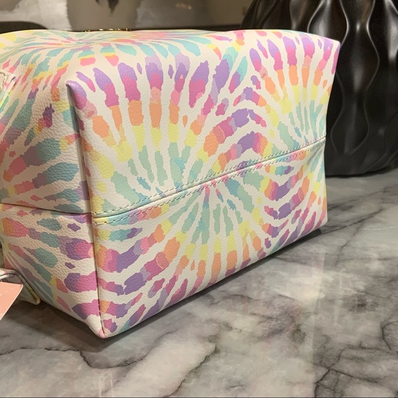 Luv Betsey by Betsey Johnson Pastel Tye Dye Faux Leather Cosmetic Bag - Picture 4 of 10